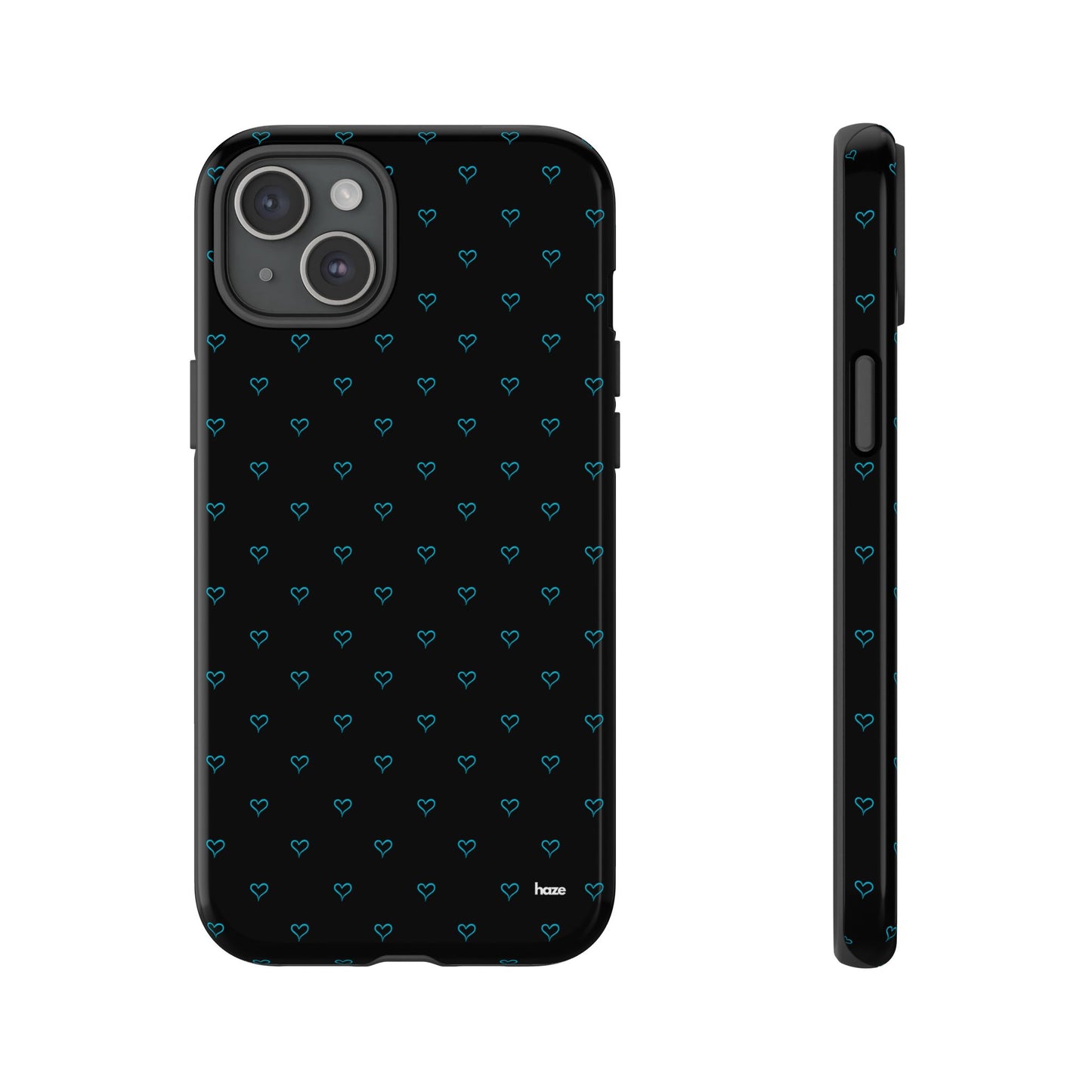 Blue Heart Pattern Black Tough Case