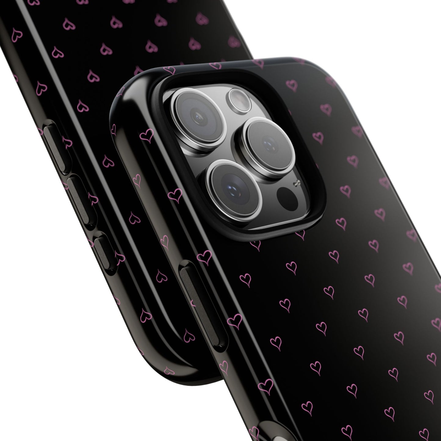 Baby Pink Heart Print Pattern Black Tough Case