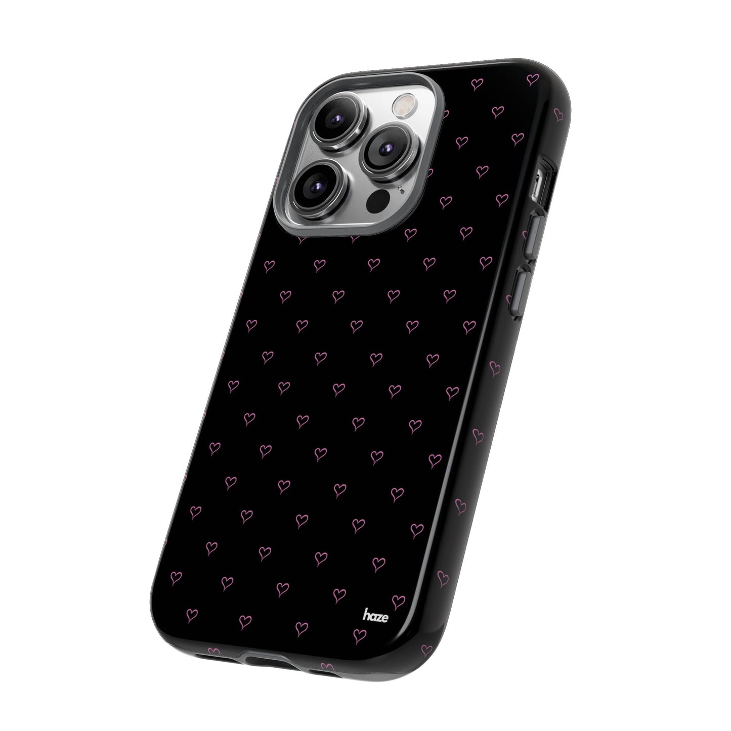 Baby Pink Heart Print Pattern Black Tough Case