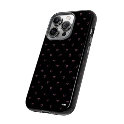 Baby Pink Heart Print Pattern Black Tough Case