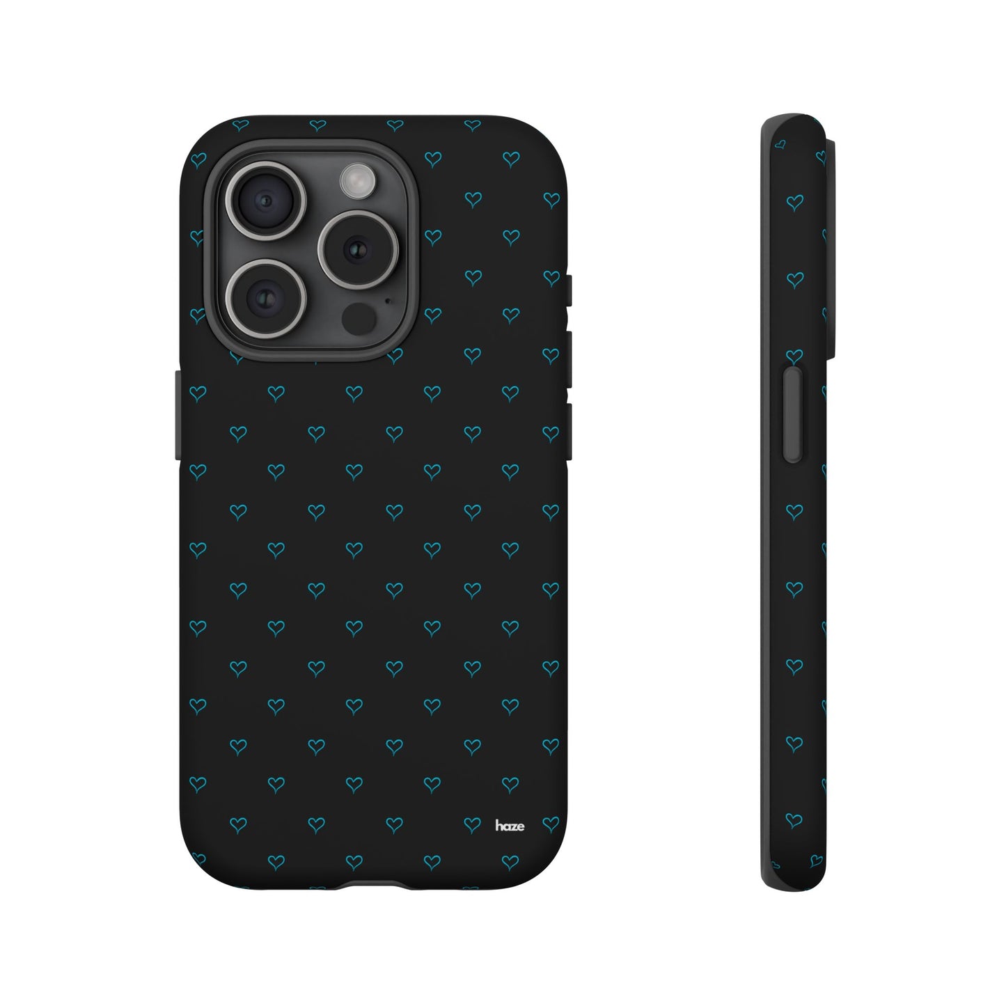 Blue Heart Pattern Black Tough Case