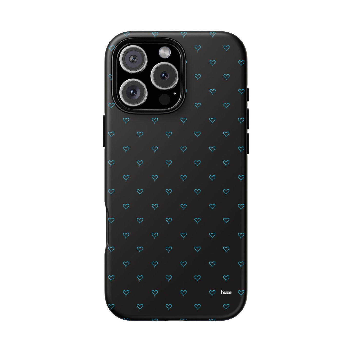 Blue Heart Pattern Black Tough Case