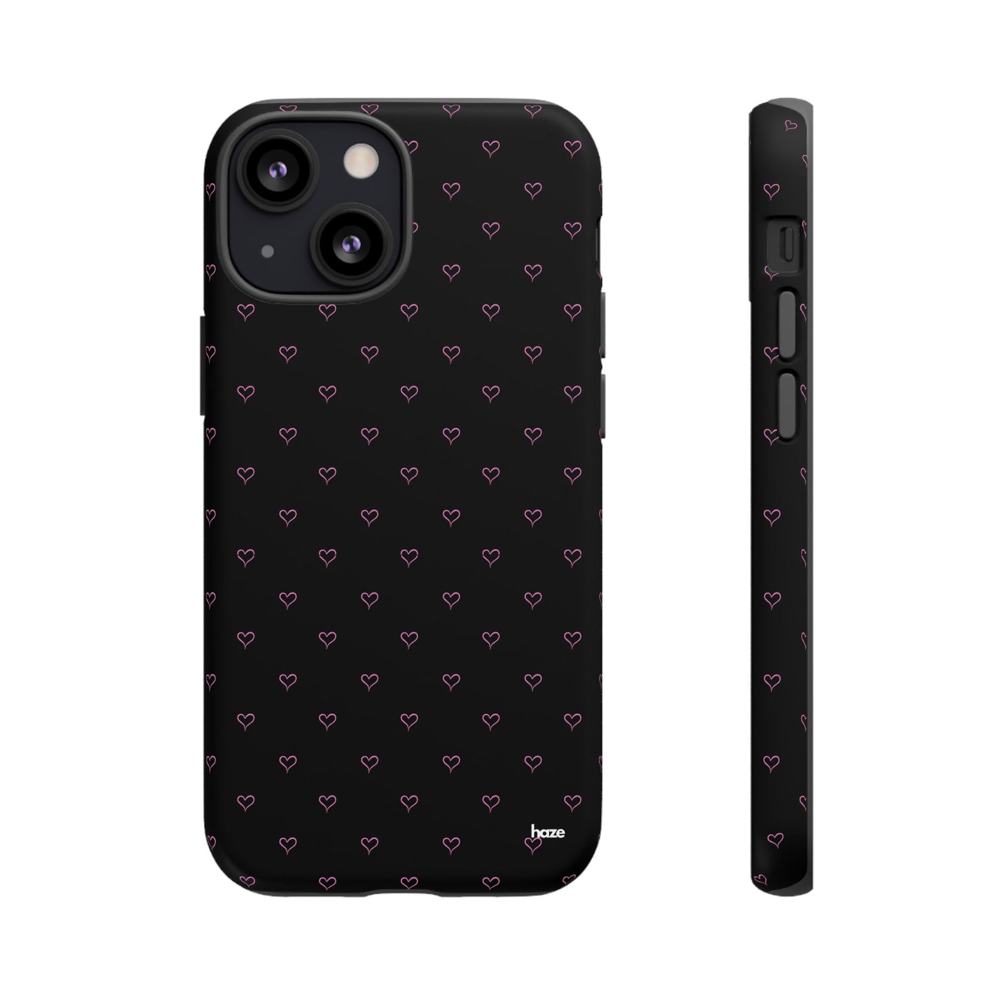 Baby Pink Heart Print Pattern Black Tough Case