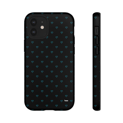 Blue Heart Pattern Black Tough Case