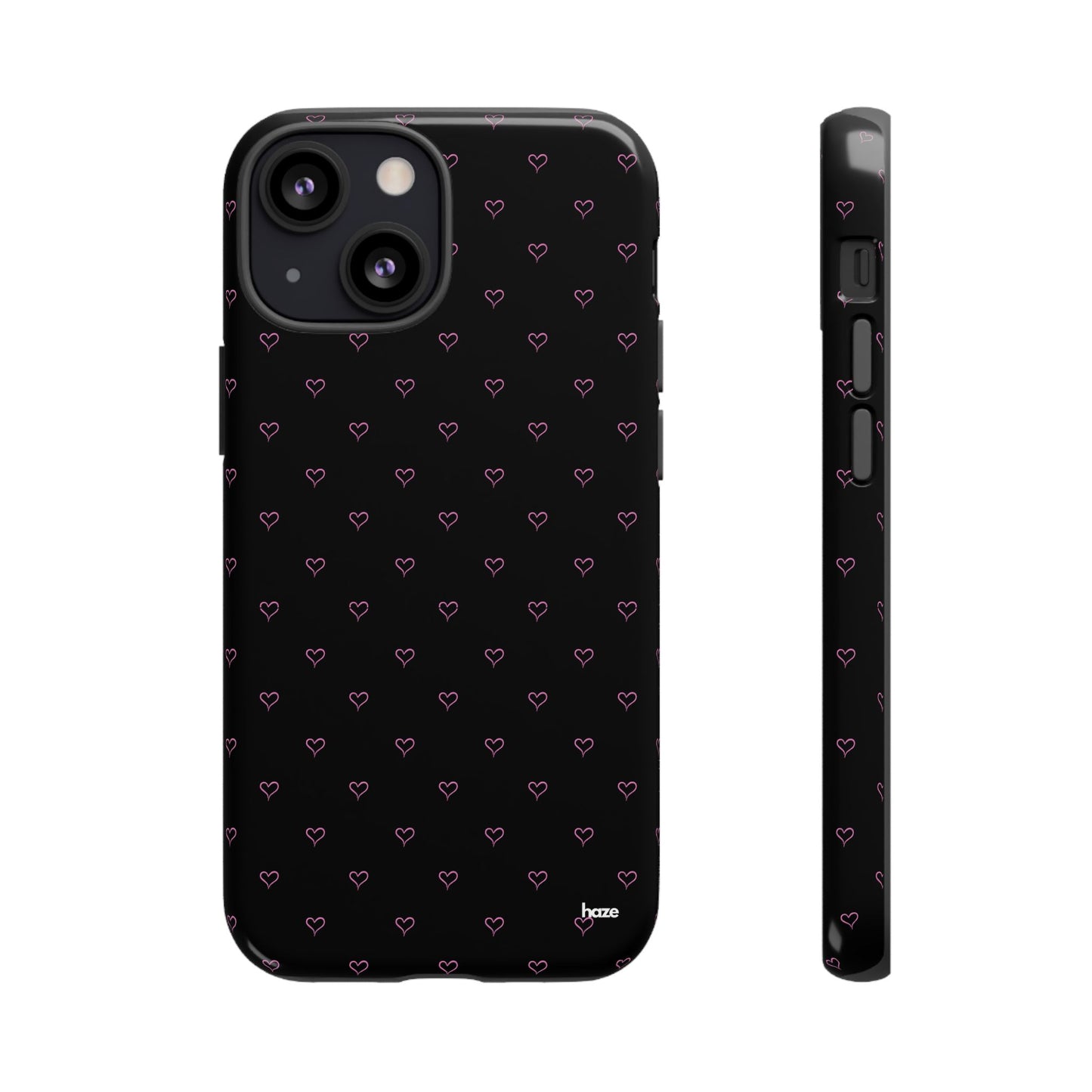 Baby Pink Heart Print Pattern Black Tough Case