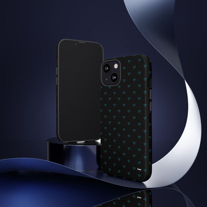 Blue Heart Pattern Black Tough Case