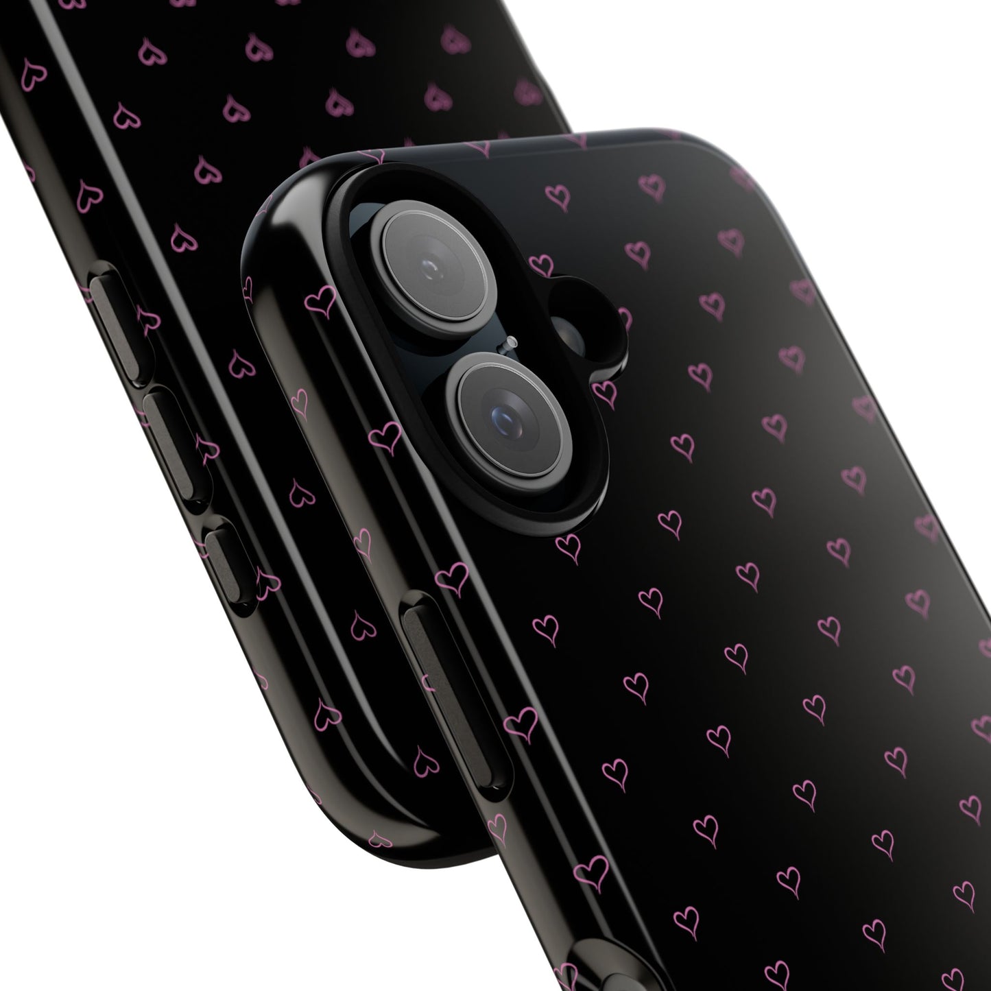 Baby Pink Heart Print Pattern Black Tough Case