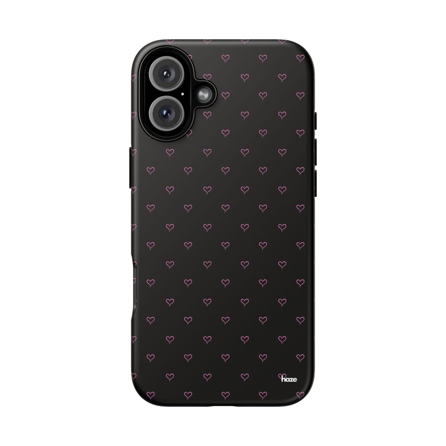 Baby Pink Heart Print Pattern Black Tough Case