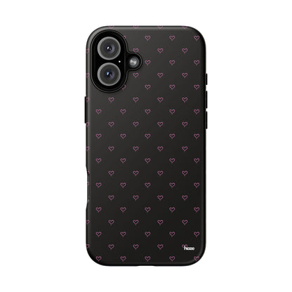 Baby Pink Heart Print Pattern Black Tough Case