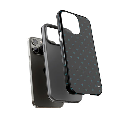 Blue Heart Pattern Black Tough Case