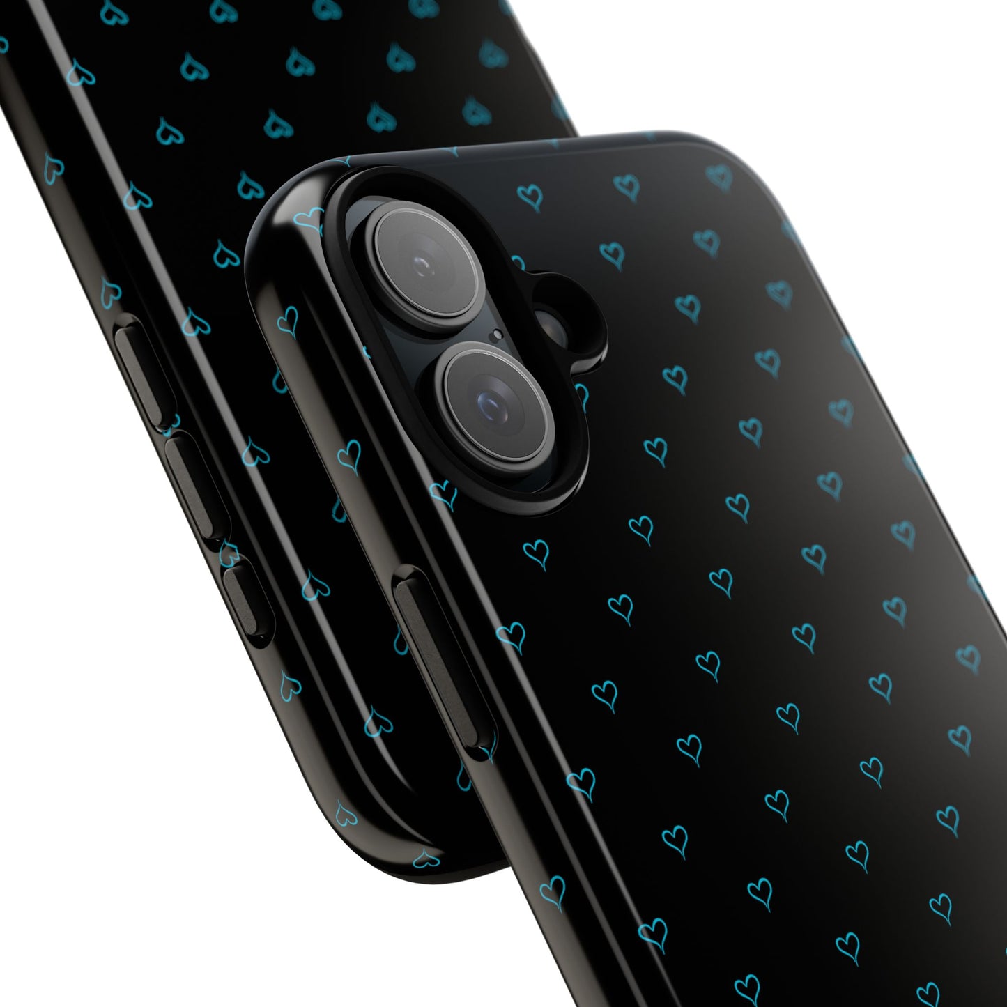 Blue Heart Pattern Black Tough Case