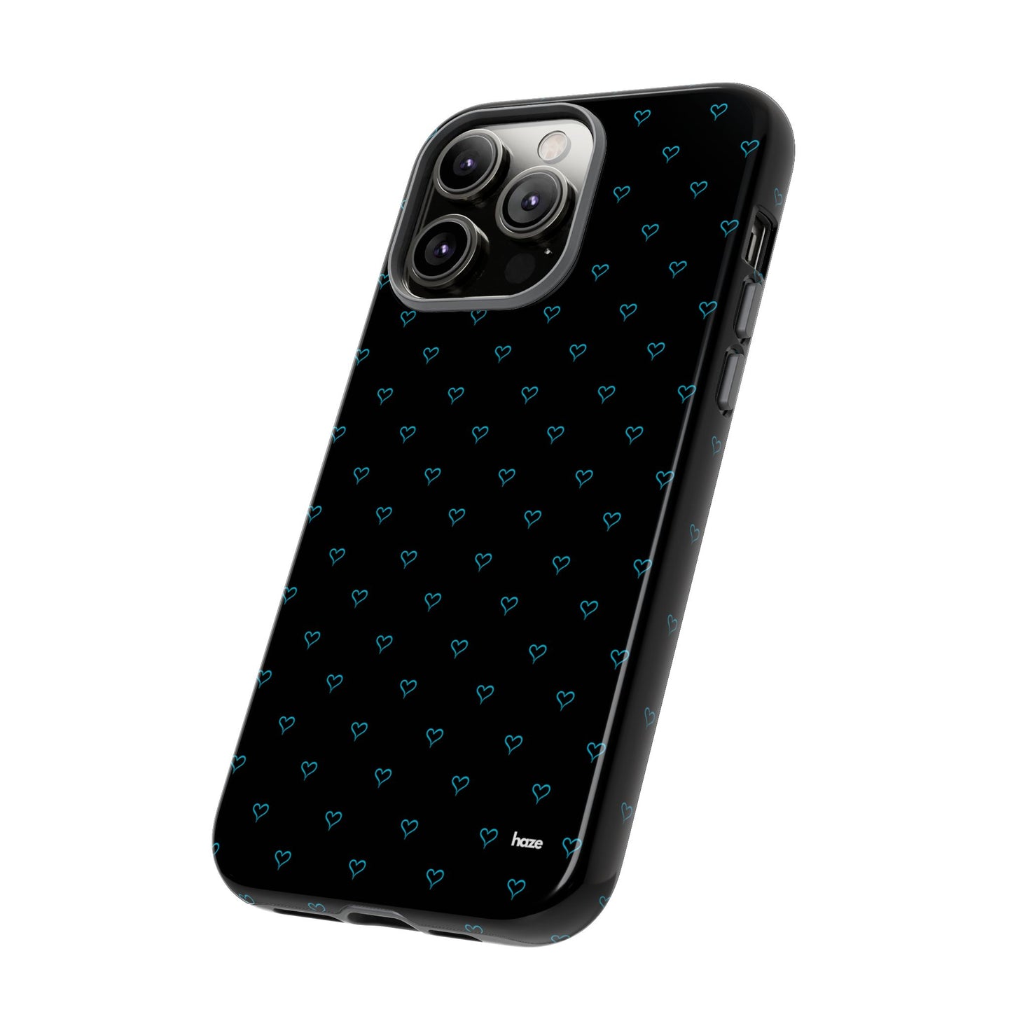 Blue Heart Pattern Black Tough Case