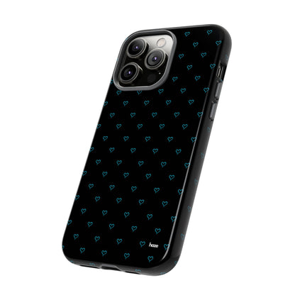 Blue Heart Pattern Black Tough Case