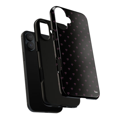 Baby Pink Heart Print Pattern Black Tough Case