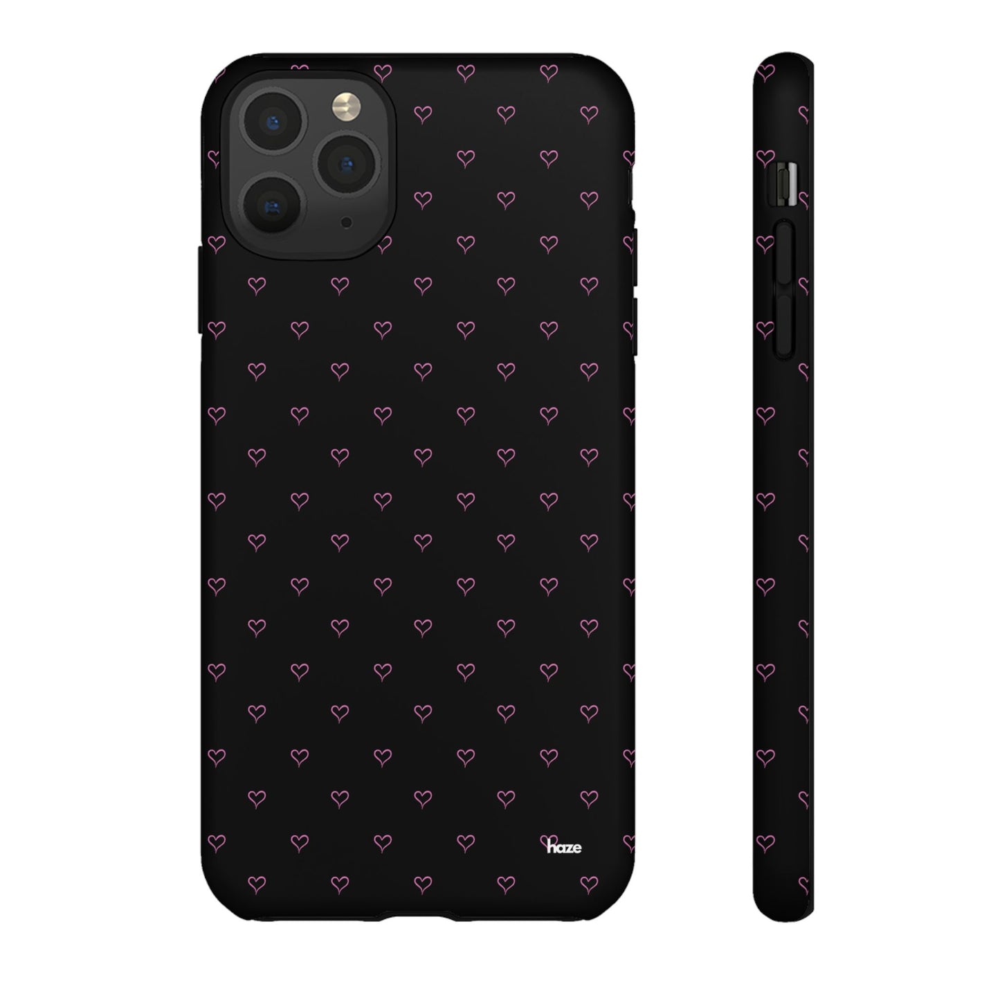 Baby Pink Heart Print Pattern Black Tough Case