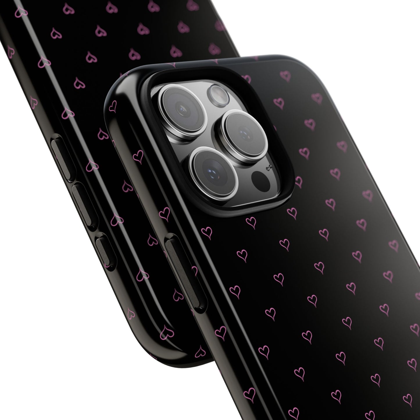 Baby Pink Heart Print Pattern Black Tough Case