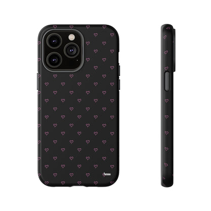 Baby Pink Heart Print Pattern Black Tough Case