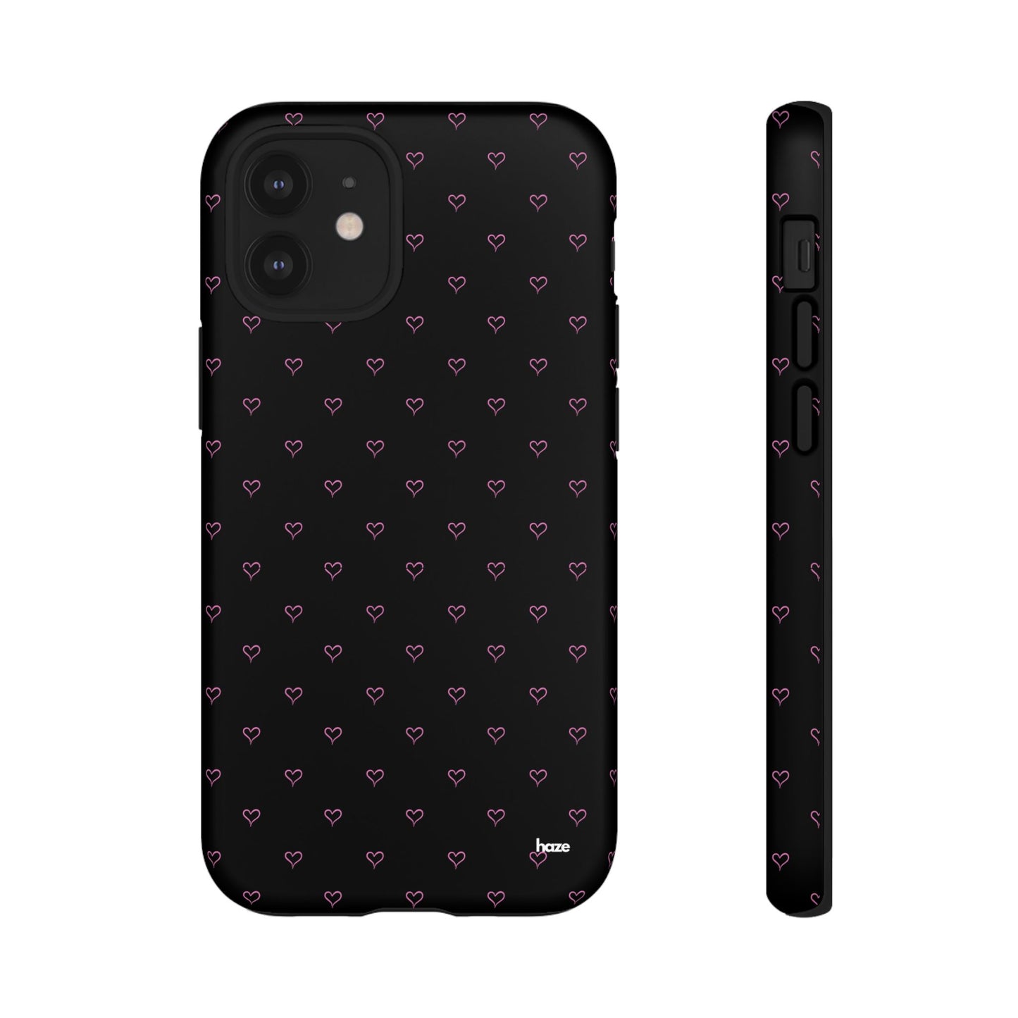 Baby Pink Heart Print Pattern Black Tough Case