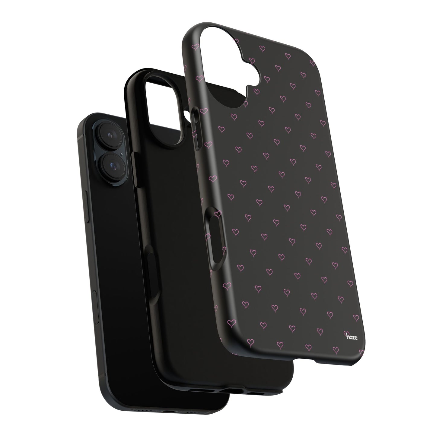 Baby Pink Heart Print Pattern Black Tough Case