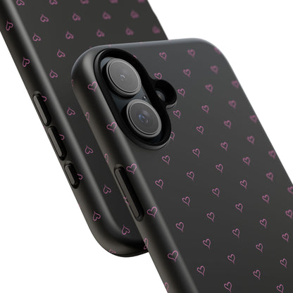 Baby Pink Heart Print Pattern Black Tough Case