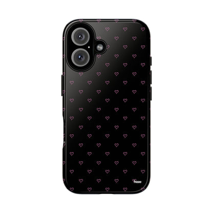 Baby Pink Heart Print Pattern Black Tough Case