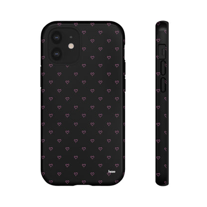 Baby Pink Heart Print Pattern Black Tough Case