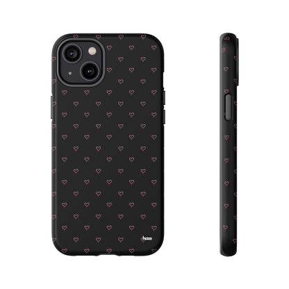 Baby Pink Heart Print Pattern Black Tough Case