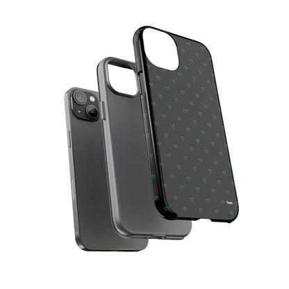 Blue Heart Pattern Black Tough Case