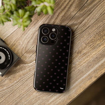 Baby Pink Heart Print Pattern Black Tough Case