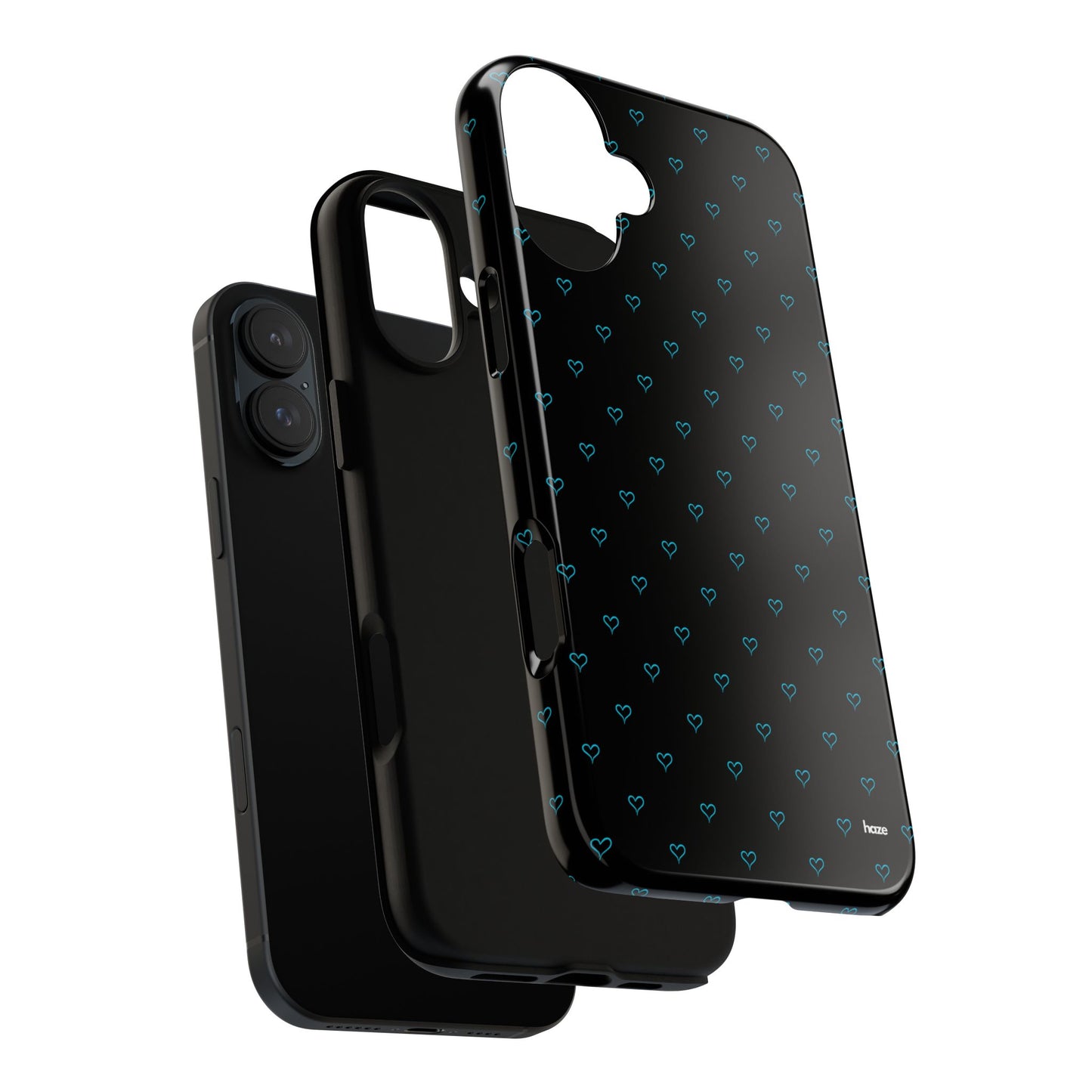 Blue Heart Pattern Black Tough Case