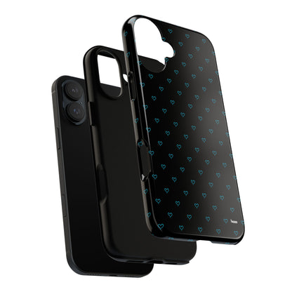 Blue Heart Pattern Black Tough Case