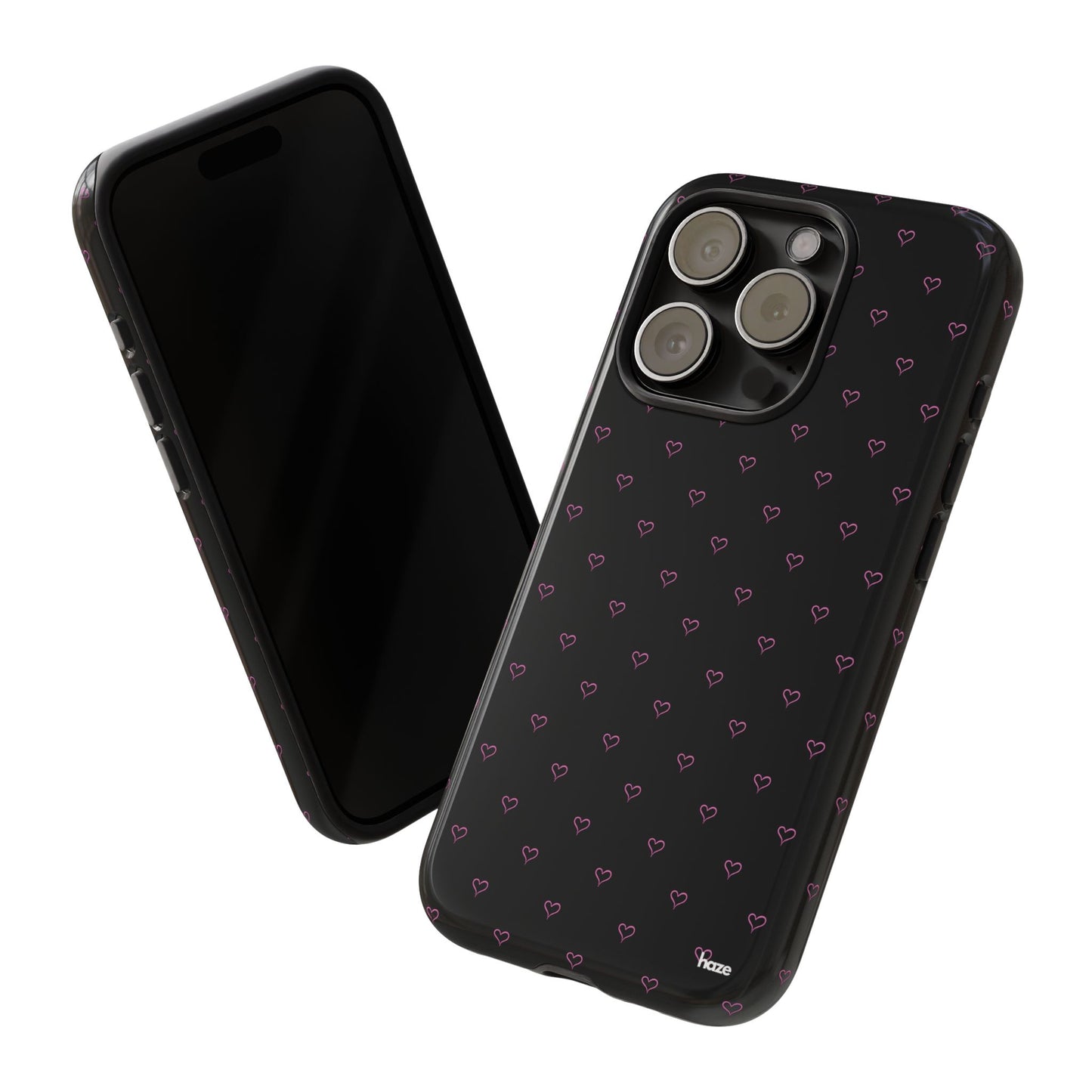 Baby Pink Heart Print Pattern Black Tough Case