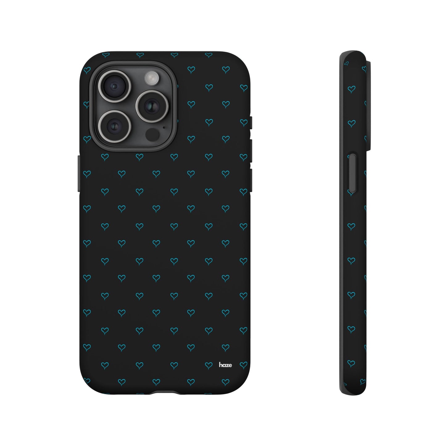 Blue Heart Pattern Black Tough Case