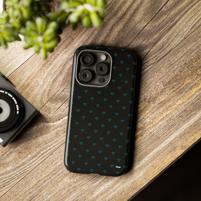 Blue Heart Pattern Black Tough Case