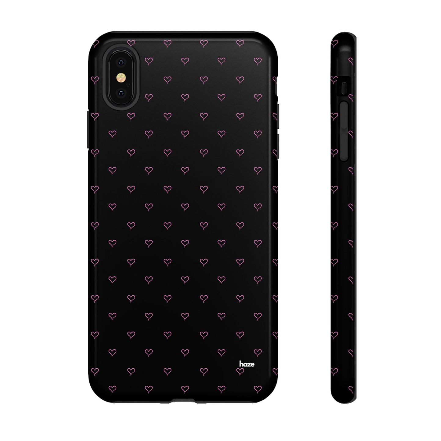 Baby Pink Heart Print Pattern Black Tough Case