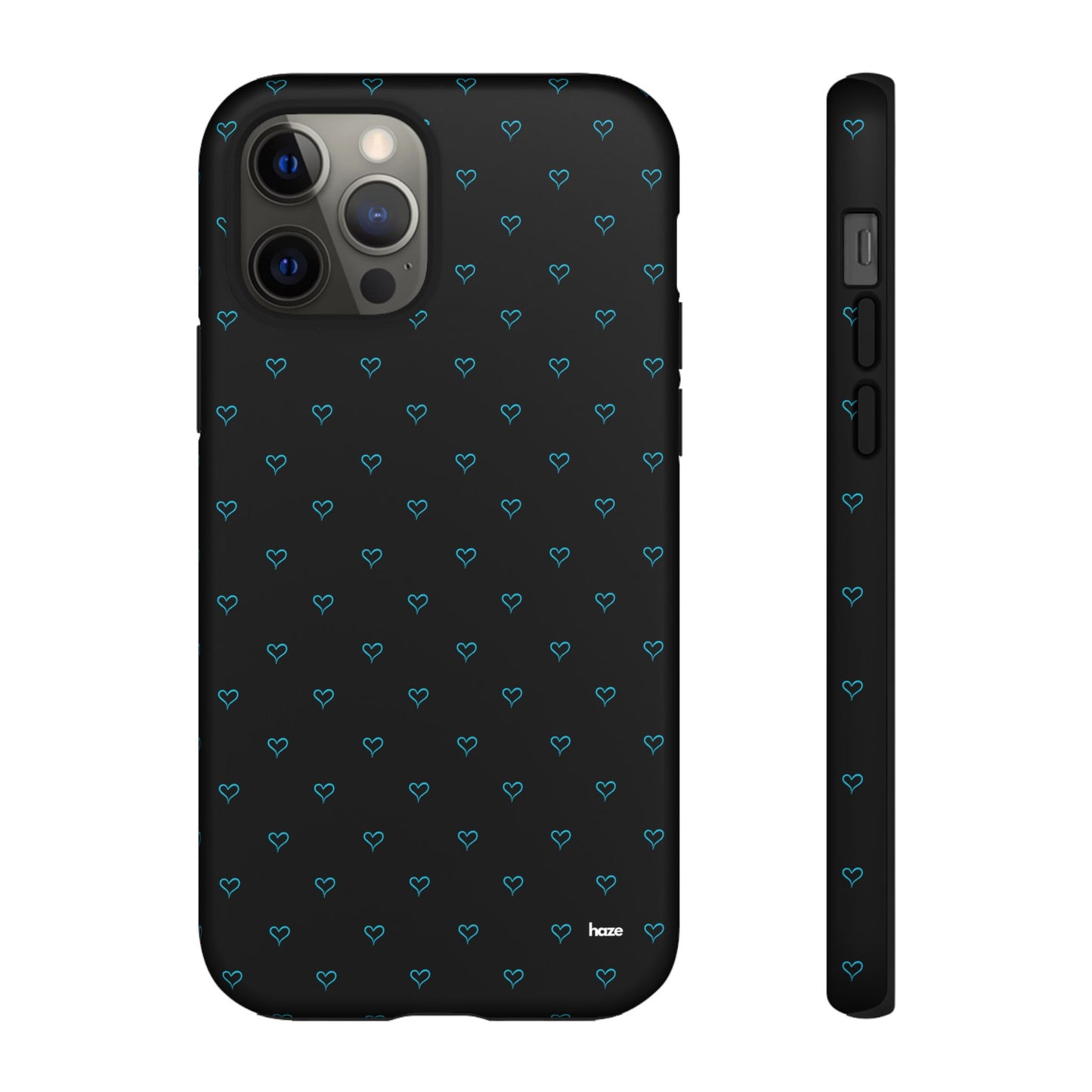 Blue Heart Pattern Black Tough Case