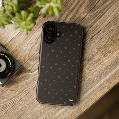 Baby Pink Heart Print Pattern Black Tough Case