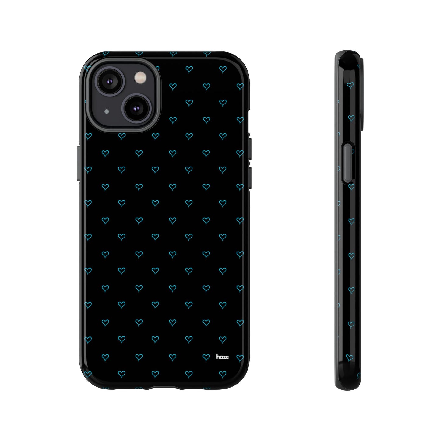 Blue Heart Pattern Black Tough Case