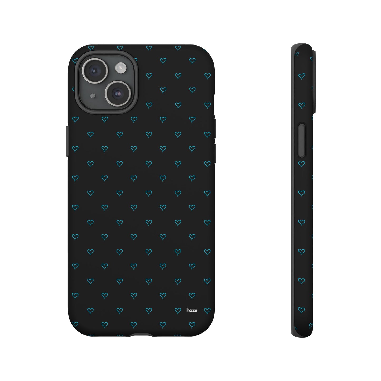 Blue Heart Pattern Black Tough Case