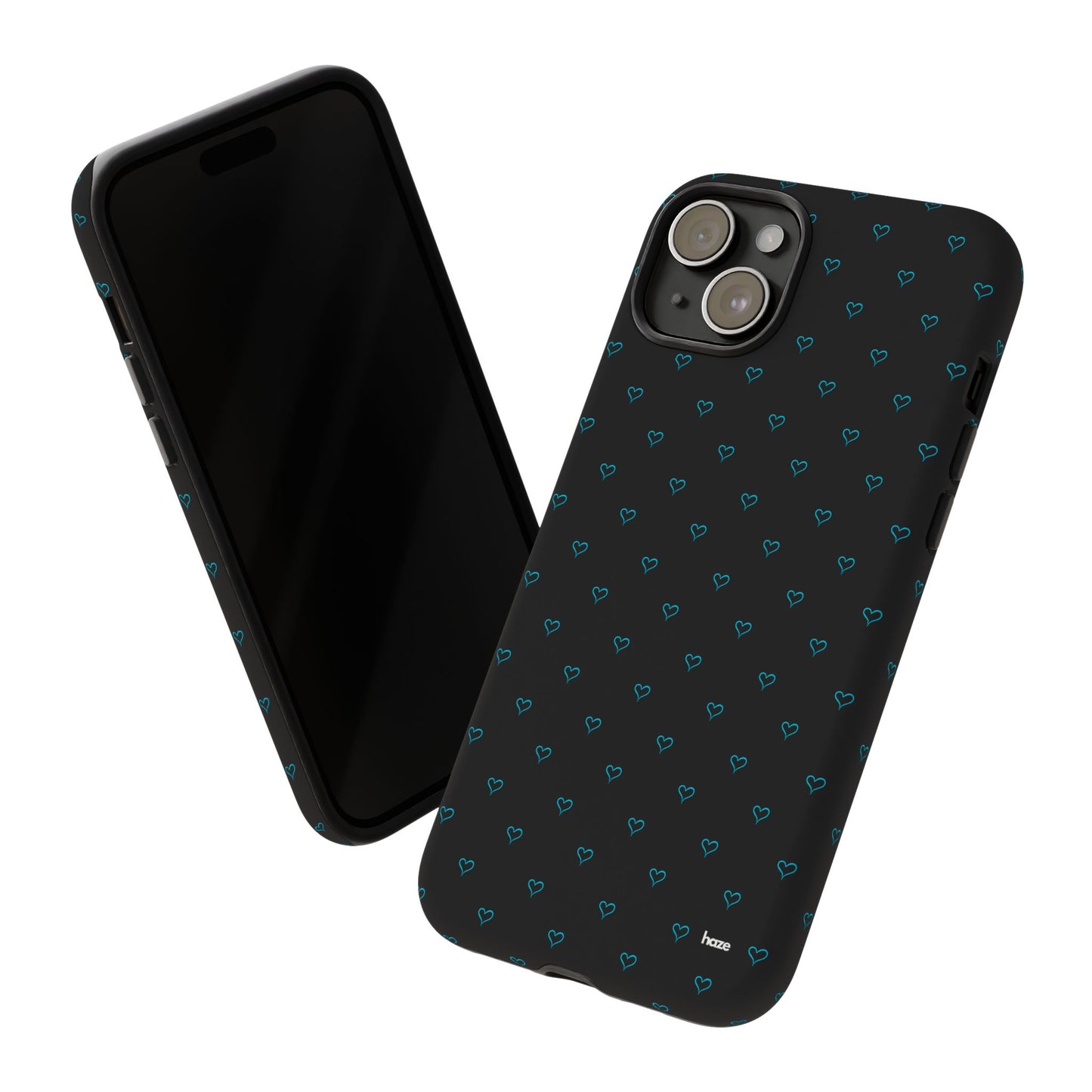 Blue Heart Pattern Black Tough Case