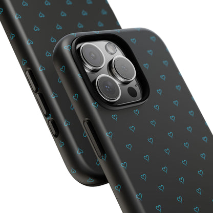 Blue Heart Pattern Black Tough Case