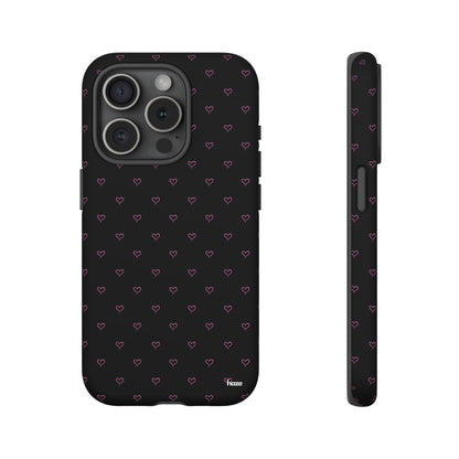 Baby Pink Heart Print Pattern Black Tough Case