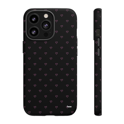 Baby Pink Heart Print Pattern Black Tough Case