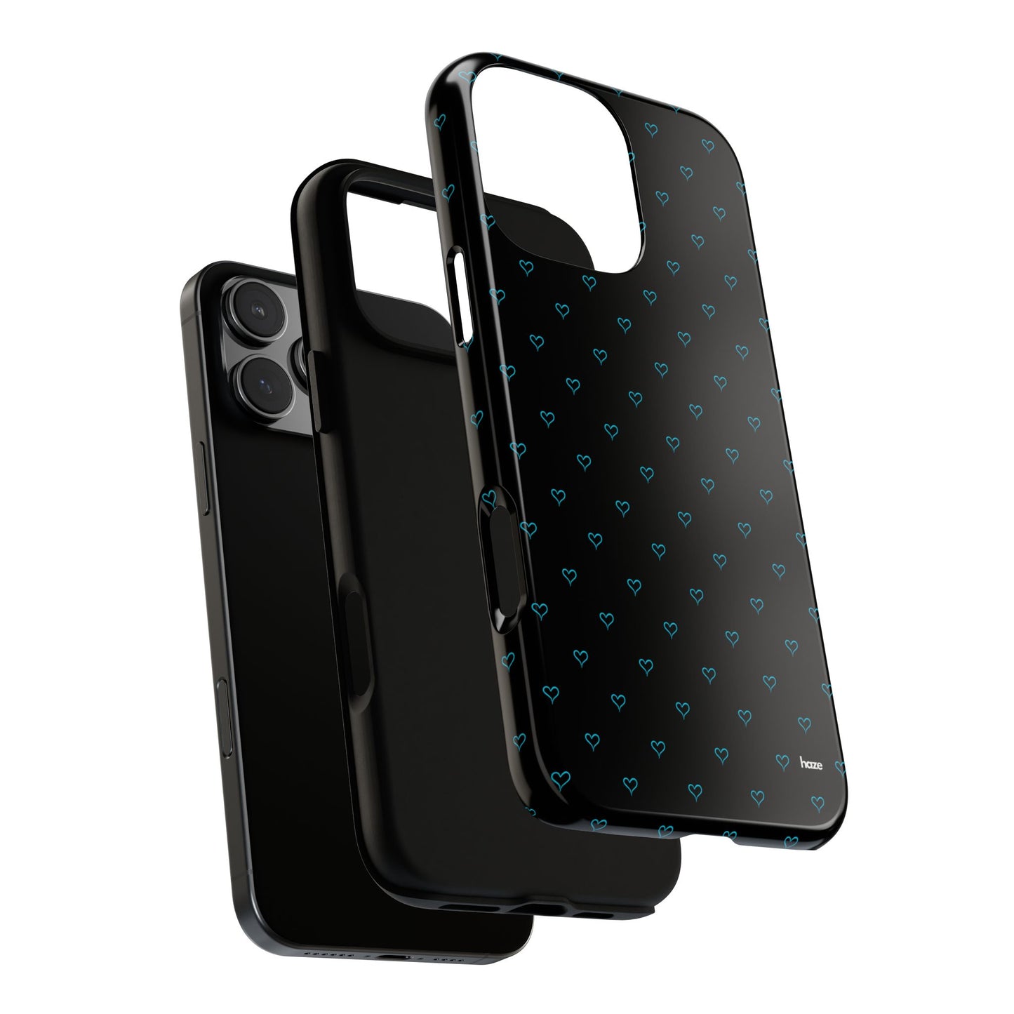 Blue Heart Pattern Black Tough Case