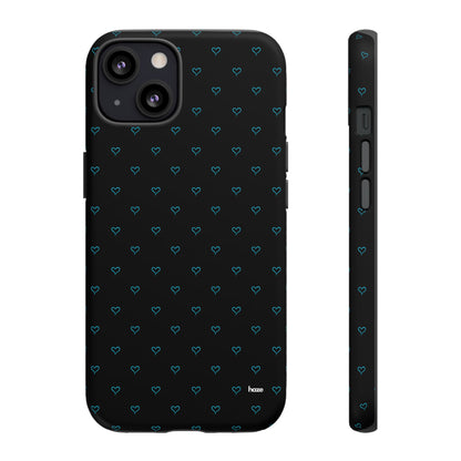 Blue Heart Pattern Black Tough Case