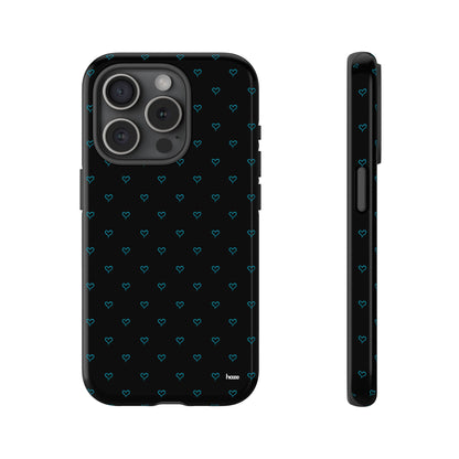 Blue Heart Pattern Black Tough Case