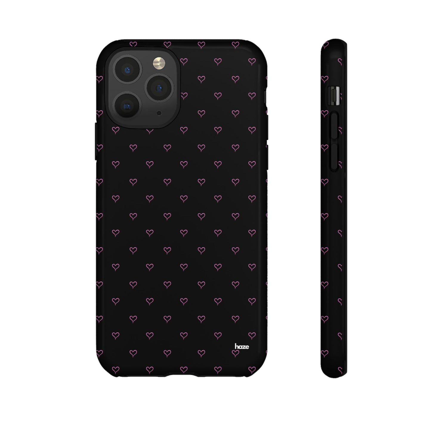 Baby Pink Heart Print Pattern Black Tough Case