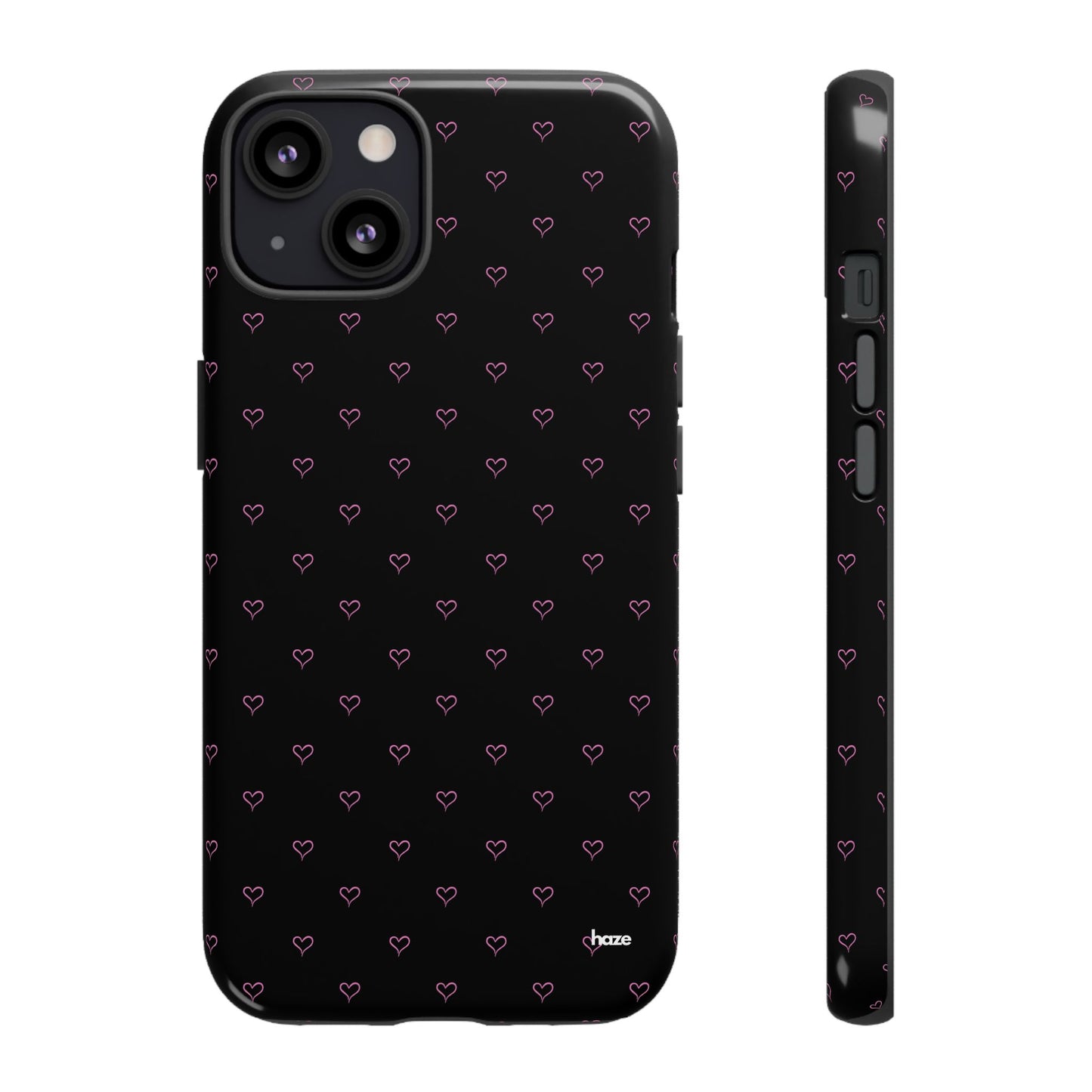 Baby Pink Heart Print Pattern Black Tough Case