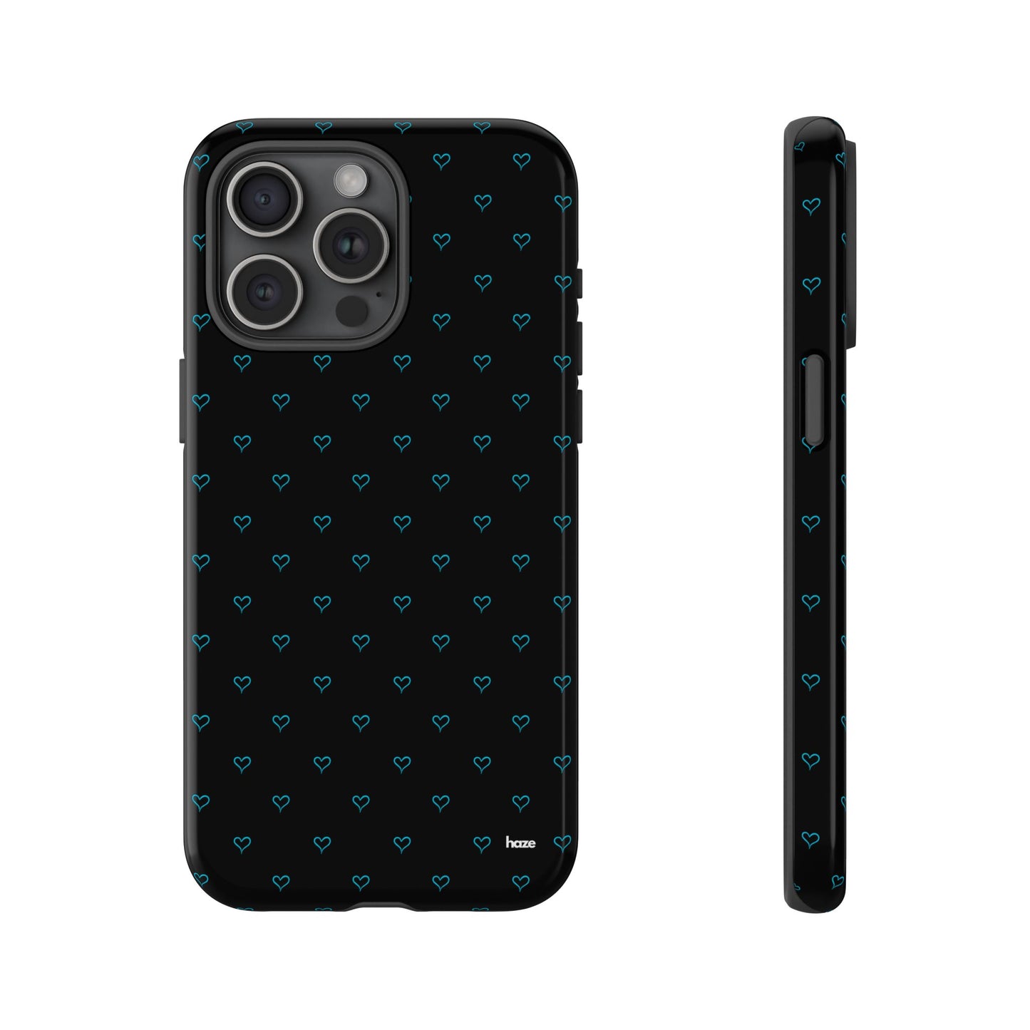 Blue Heart Pattern Black Tough Case