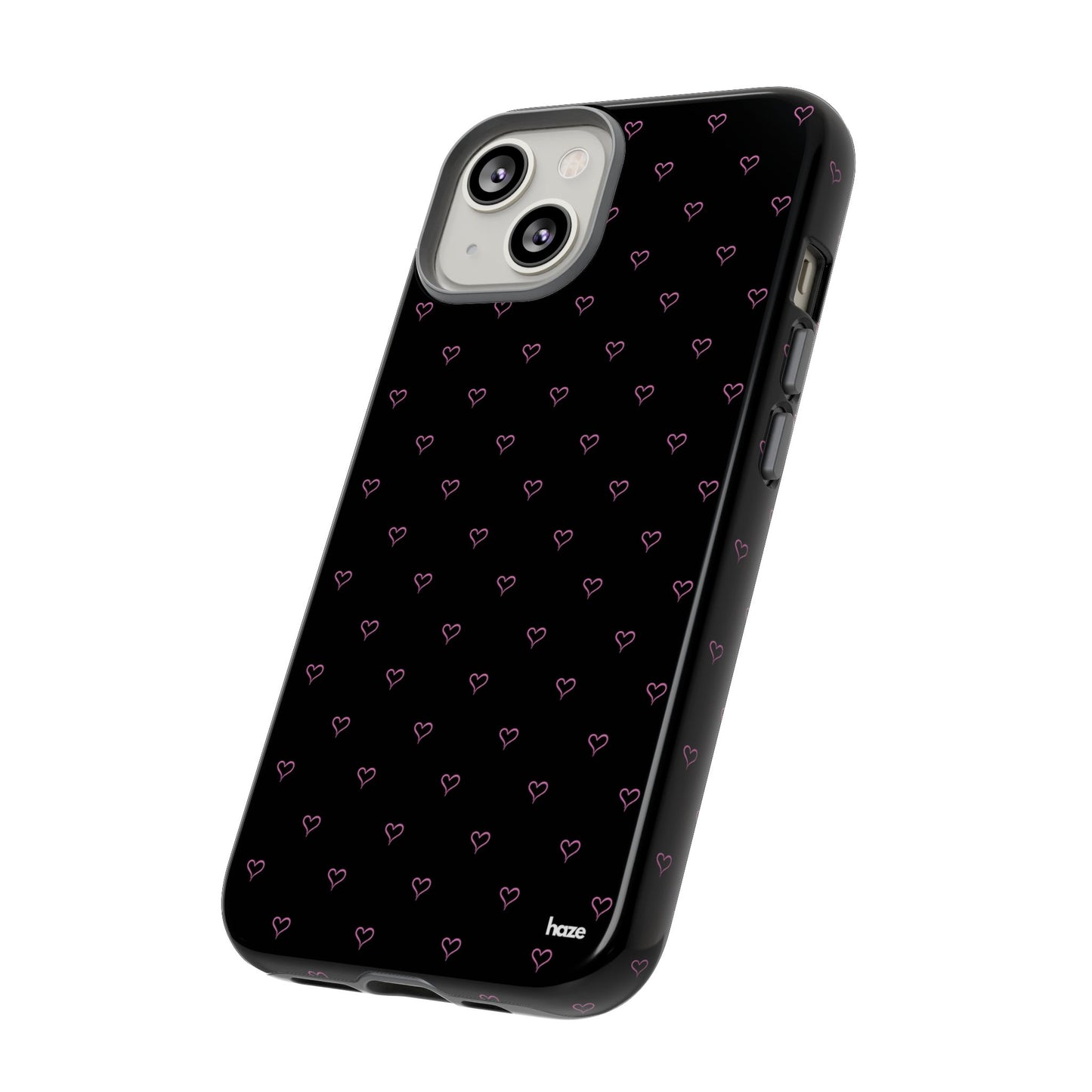 Baby Pink Heart Print Pattern Black Tough Case